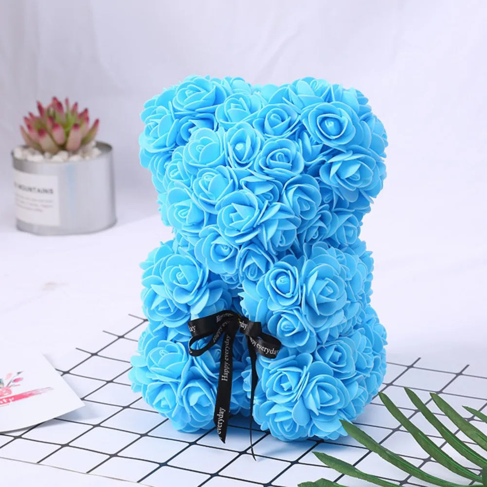 Valentines Day Gifts for Her,Rose Bear Rose Teddy Bear 10 inch Artificial Rose Flower Bear for Wedding, Mothers Day Anniversary