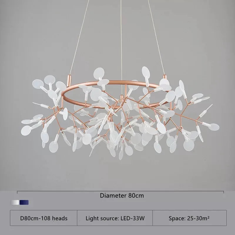 Nordic LED Firefly Ceiling Chandelier Modern Living Dining Room Pendant Lamp Bedroom Hanging Light Lustre Home Decor Fixture2023