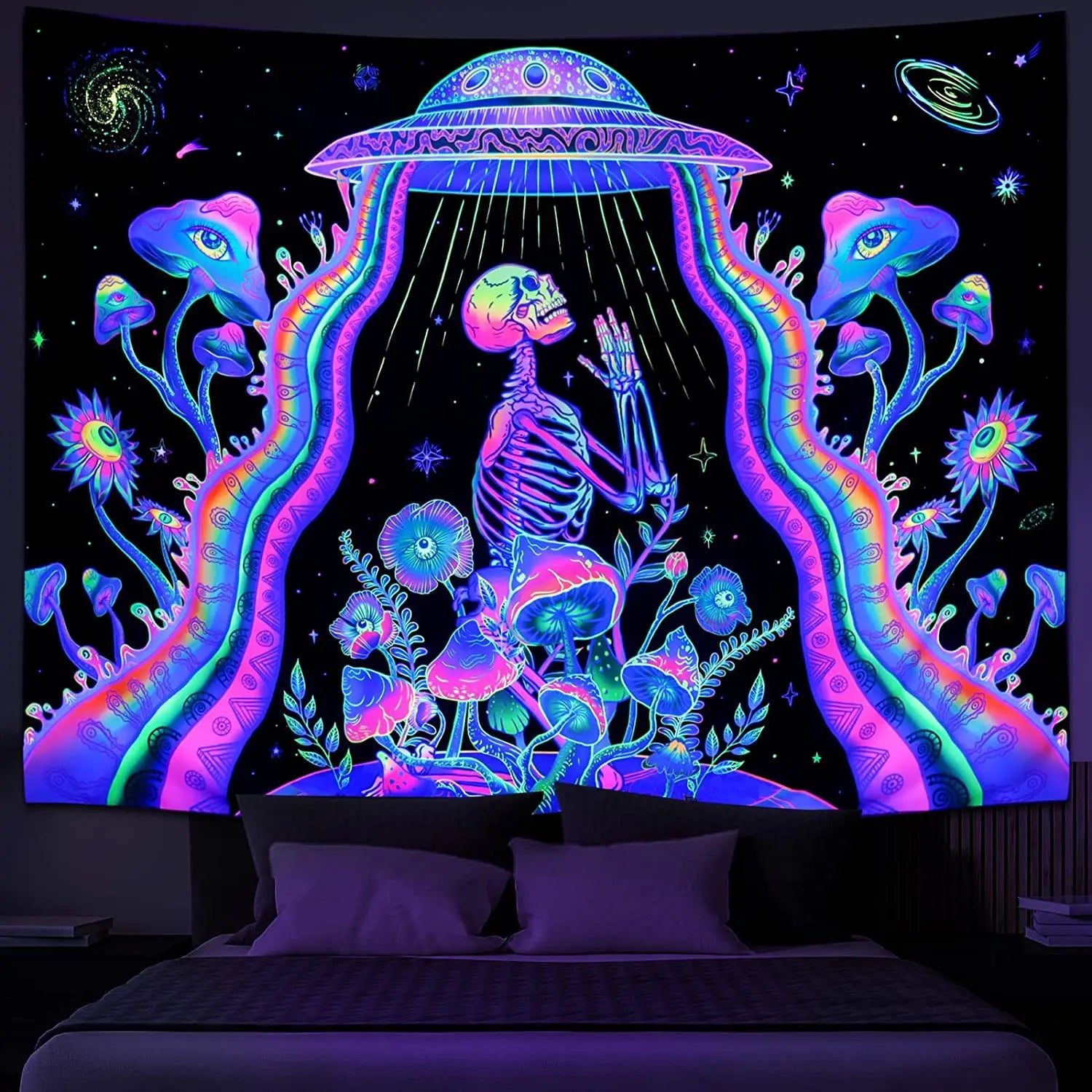 Fluorescent tapestry Wall hanging cloth Bedroom decoration psychedelic art poster