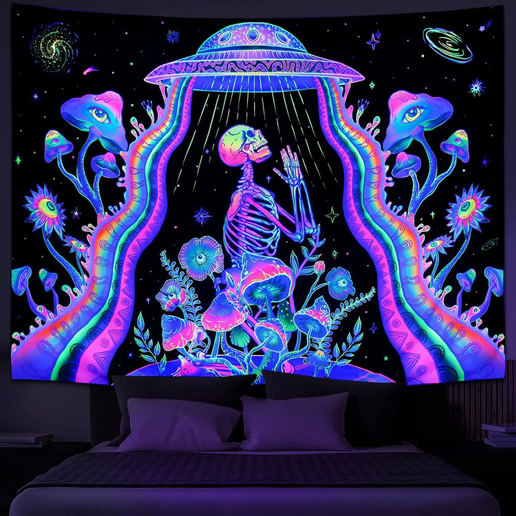 Fluorescent tapestry Wall hanging cloth Bedroom decoration psychedelic art poster