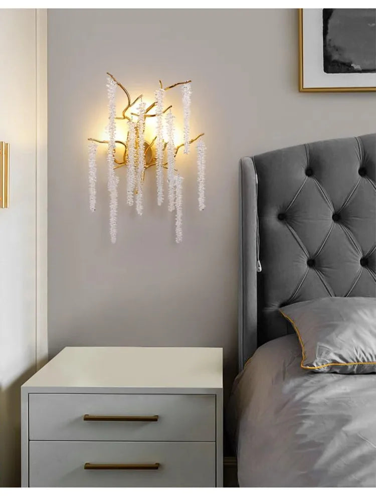 Morden LED Art Strip Crystal Ceiling Chandeliers Branch Pendant Lamp Villa Hall Hanging Light Home Decor Lustre Lighting Fixture