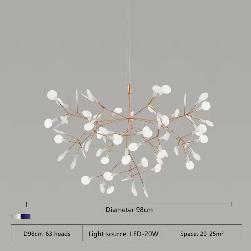 Nordic LED Firefly Ceiling Chandelier Modern Living Dining Room Pendant Lamp Bedroom Hanging Light Lustre Home Decor Fixture2023