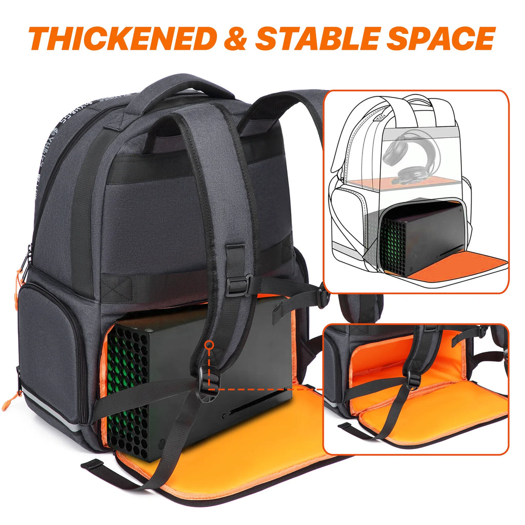 Backpack Compatible with Xbox Series X/S Console Bag with Separate Storage Room Console Headset Pockets for Gaming Accessories