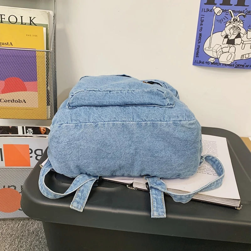 New Men's and Women's Denim Backpack Large Capacity Laptop Bag Travel Backpack College Student Backpack