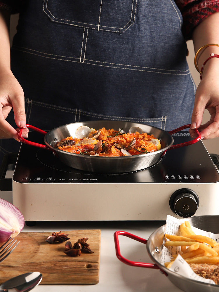 Spanish seafood rice Pot thickened stainless steel Cooking Paella Pan Lobster Snack Plates Saucepan Dry Pots Double Ears HotPot