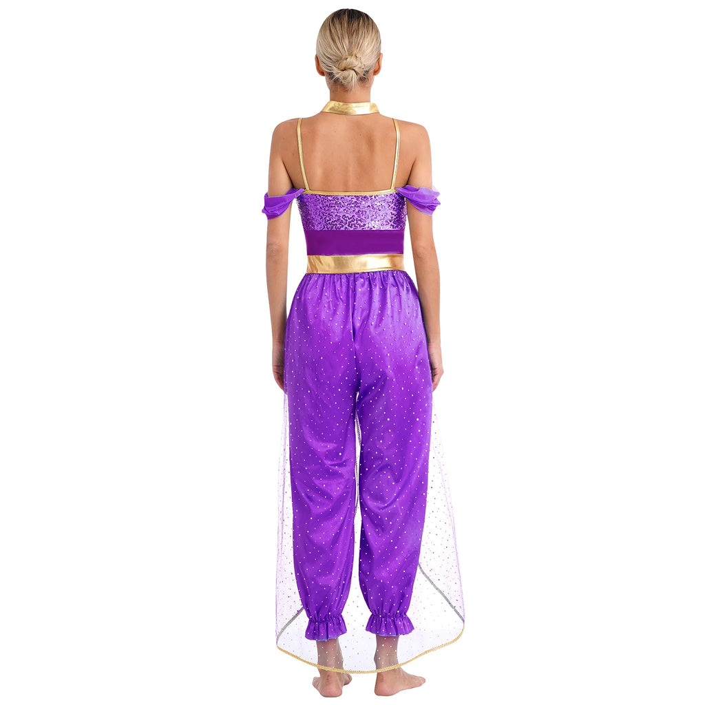 Festival Arabian Princess Costumes Indian Dance Embroider Bollywood Jasmines Costume Party Halloween Cosplay Jasmines Outfit