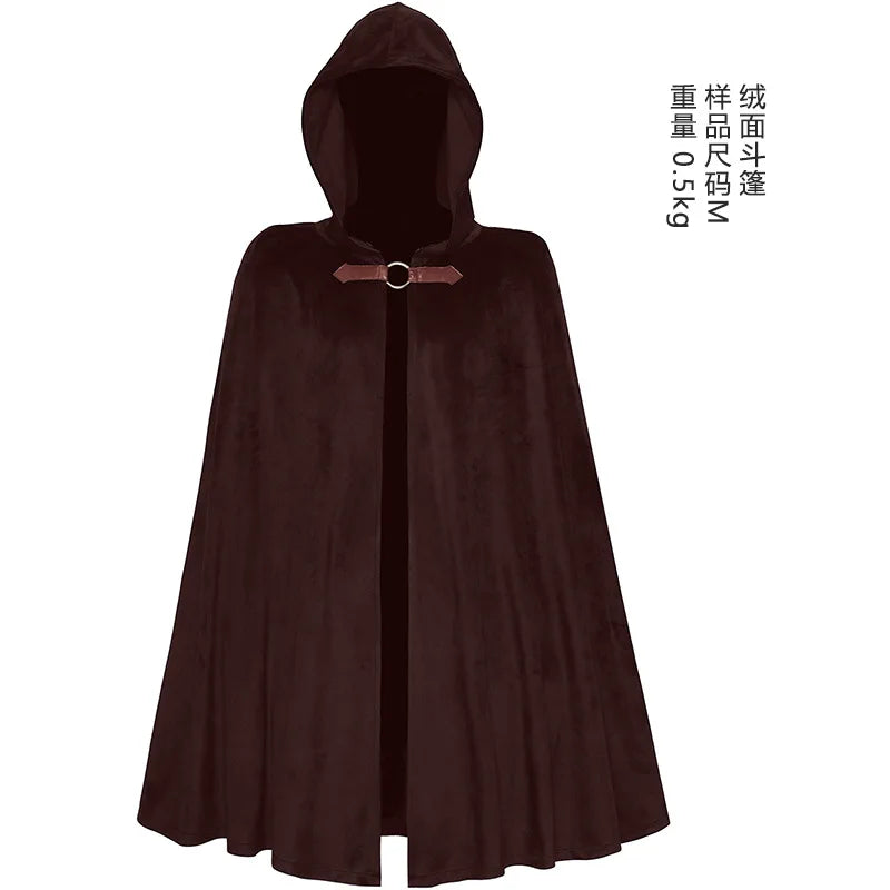 Halloween Festival Costumes Solid Long Robe Cosplay Costumes Abayas Hooded Punk Style Cloak Medieval Gothic Cape Novelty