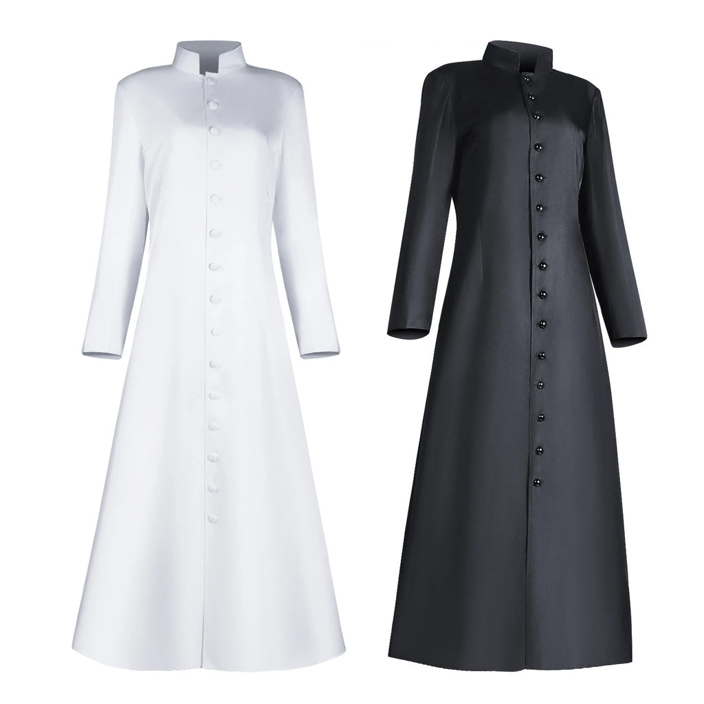 Medieval Priest Costume Long Clergy Robes Clergy Costume Pastor Minister Coat for Halloween Cosplay
