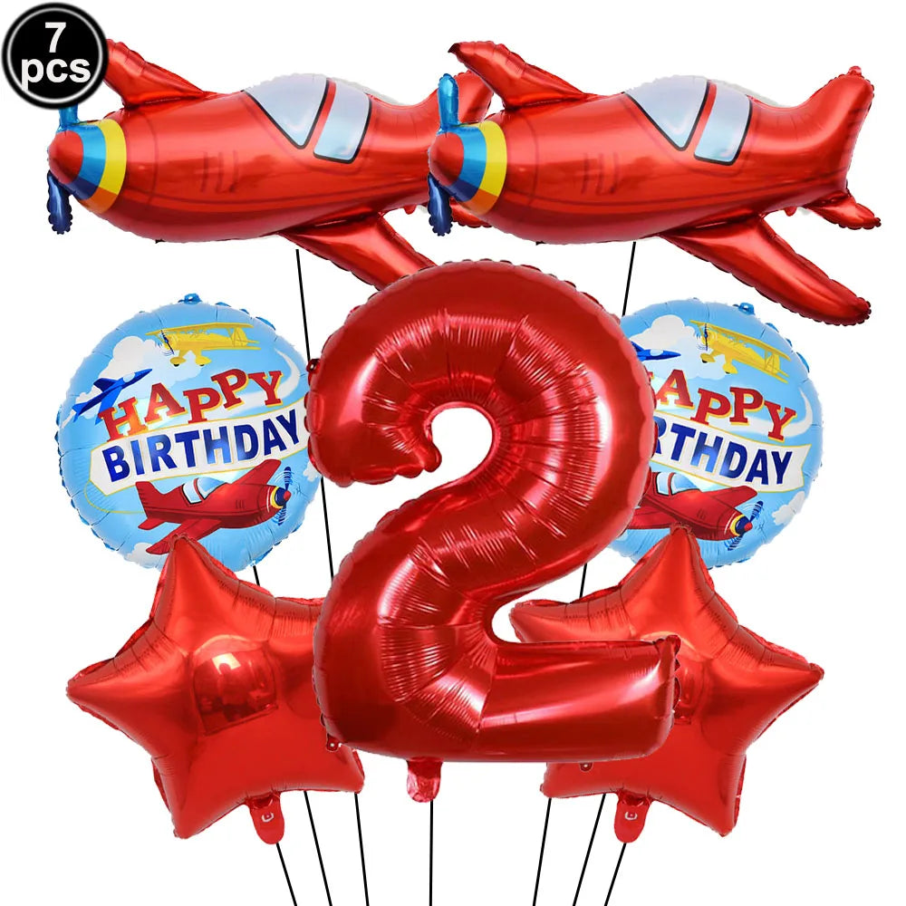 Airplane Birthday Party Supplies Plane Party Paper Plates Napkins Balloon Airplane Tablecloth Tableware for Baby Shower Decors