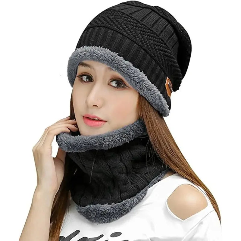 Winter Hat for Men Soft Velvet Knit Cap Coral Fleece Scarf Outdoor Riding Windproof Ski Mask Warm Thickened Cold Weather Gear