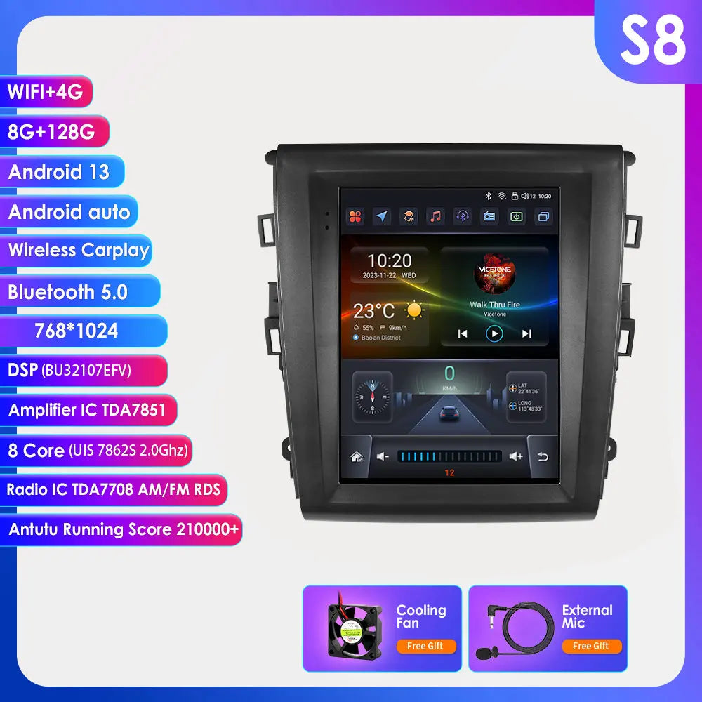 9.7"Carplay Android Auto Car radio for Ford Fusion Mondeo mk5 2013-2019 multimedia car intelligent systems GPS navi Screen Audio