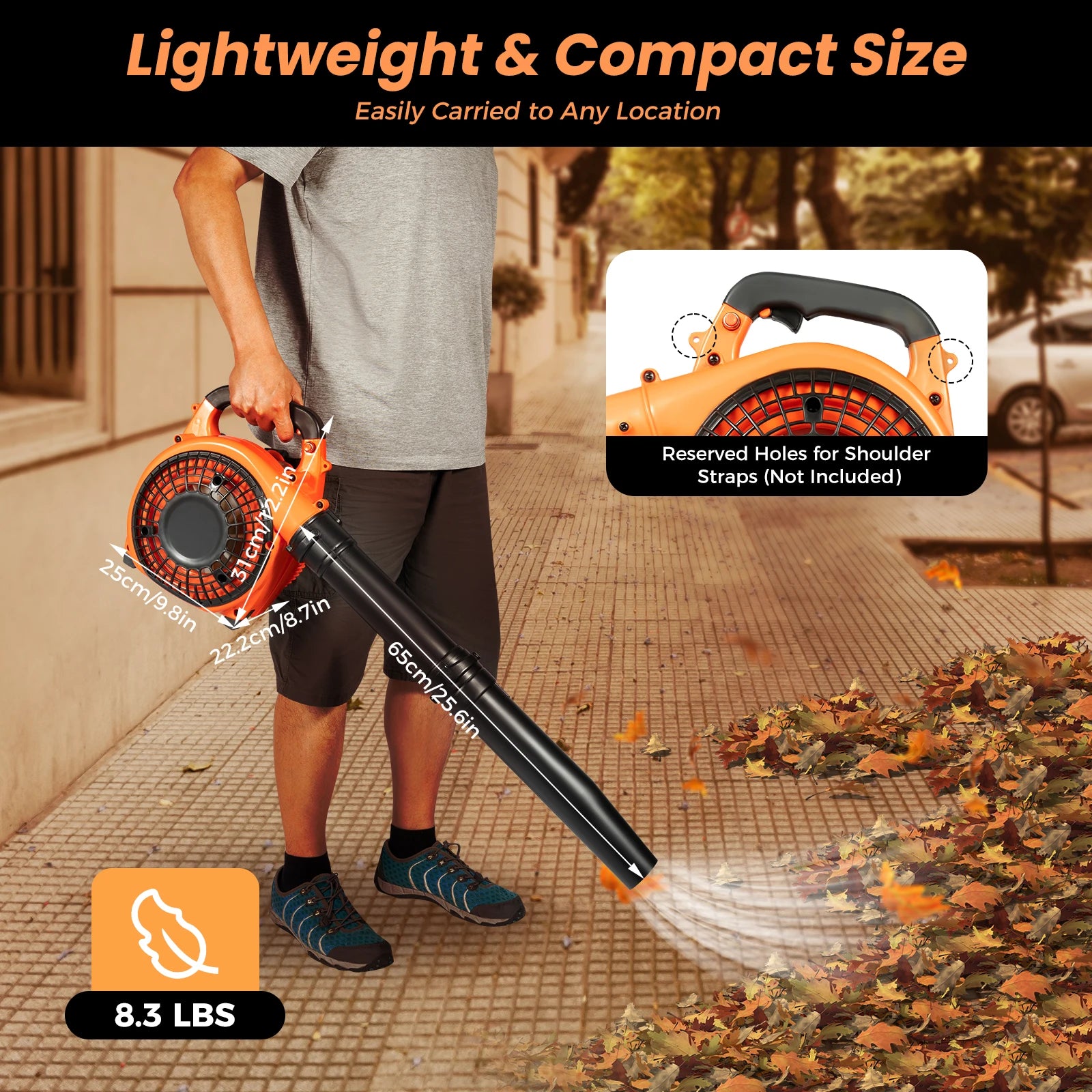 Gasoline Leaf Blower 25.4cc,Gas-Powered Leaf Blower with 25.4cc Engine,Anti-Suction Mesh,Ergonomic Handle for Yard and Lawn Care