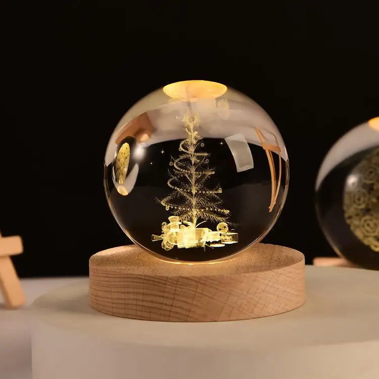 3D Crystal Lights Lamp Glowing Planetary Galaxy Night Light Crystal Ball Night Lights Bedside Light Home Decor Christmas Gift