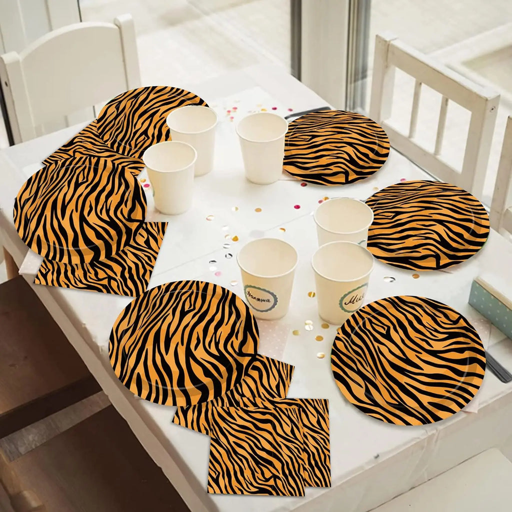 Woodland Animal Print Tablecloth Disposable Plates Napkins Cups Kids Jungle Safari Birthday Party Table Decoration & Accessories