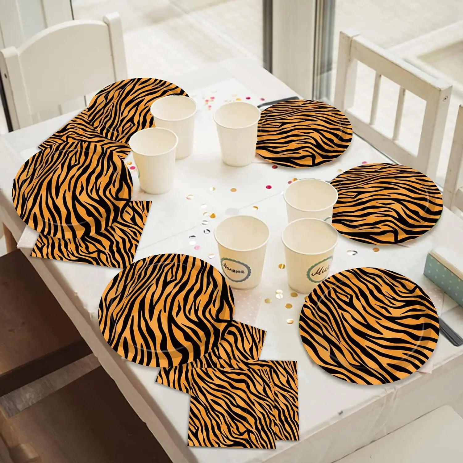 Woodland Animal Print Tablecloth Disposable Plates Napkins Cups Kids Jungle Safari Birthday Party Table Decoration & Accessories