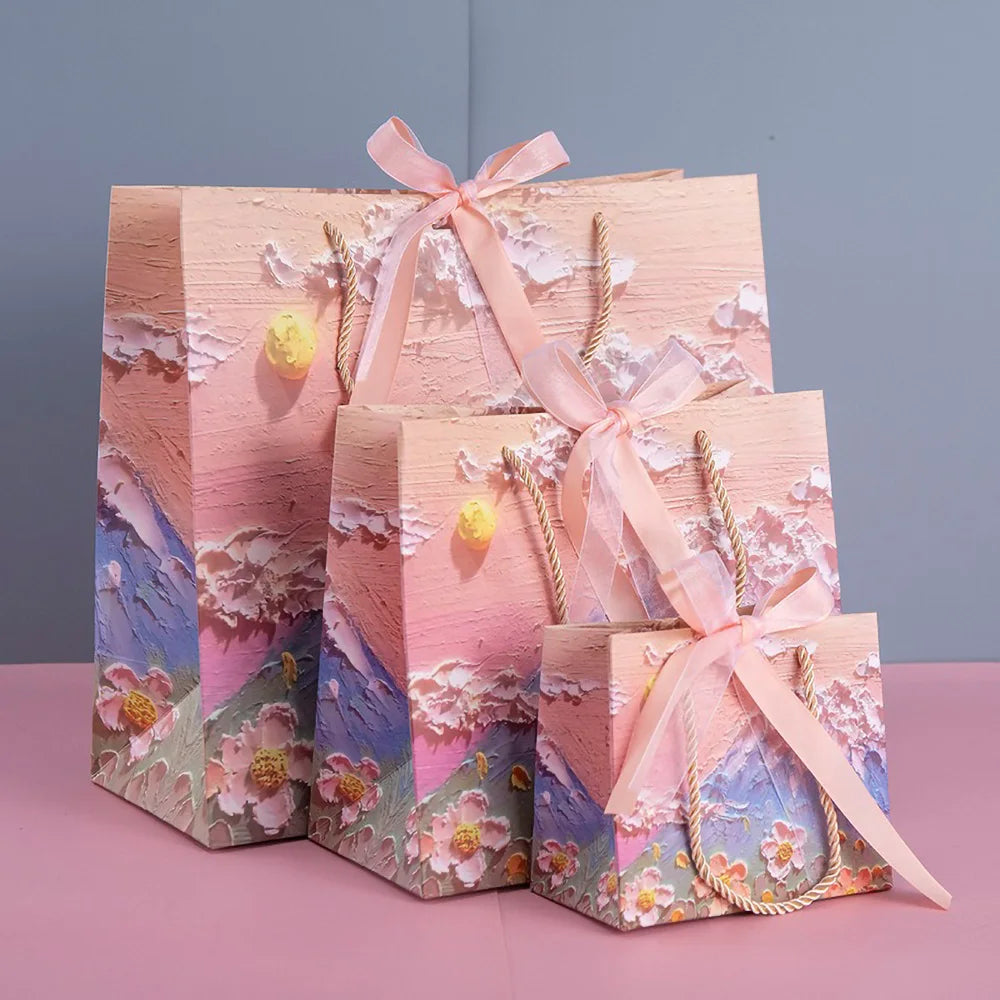 Holiday Party Ceremony Gift Paper Bag With Handle Handbag Teachers' Day New Year Wedding Guest Children Candy Colored Packaging