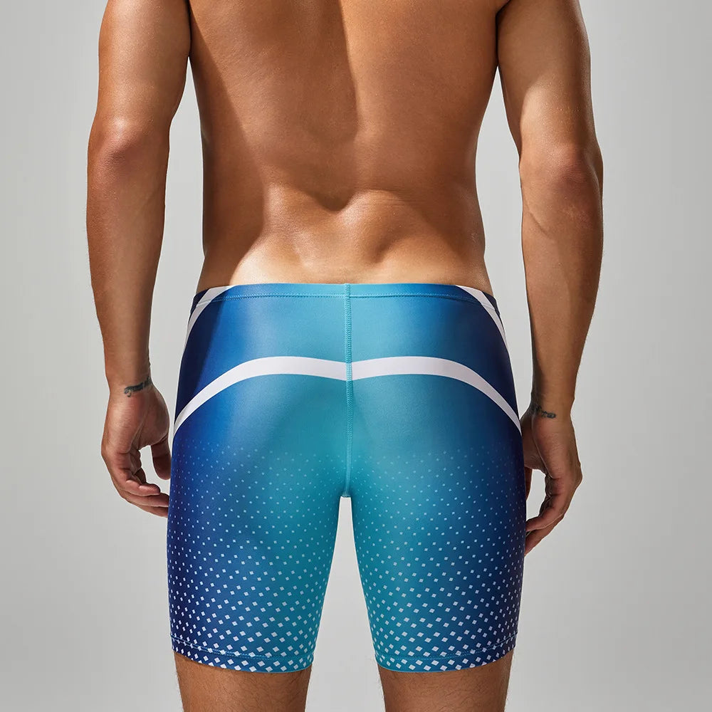 Men's Swimming Trunks Print Quick-Dry Slim-Fit Athletic Swimming Shorts Beach Water Sports Wear