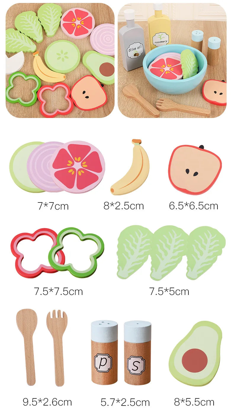 Wooden Pretend Play Food Kitchen Toys Classic Cutting Cooking Set Kids HousePlay Educational Imitation Game Toys for Girls Boys