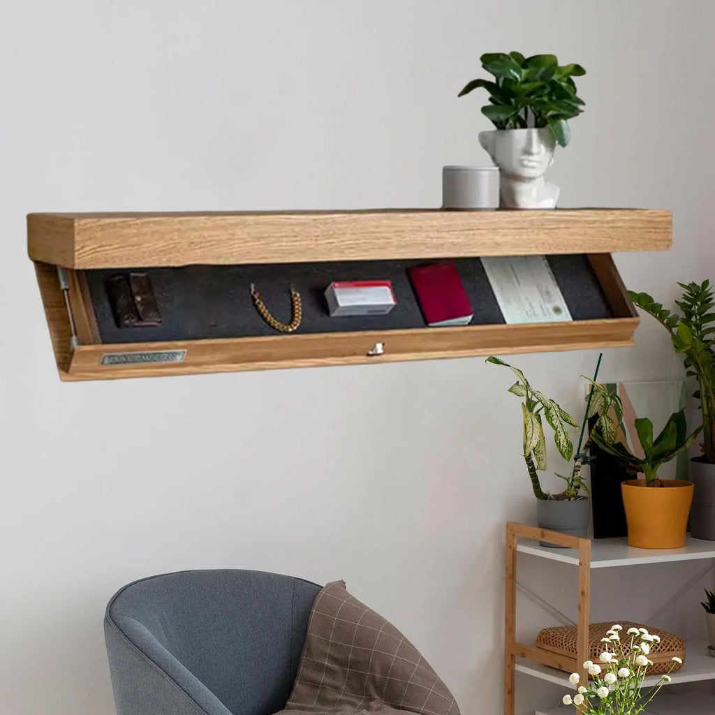 Floating Shelf Wall Mount Drawer Fashion Space Saving Home Decorative Storage Rack Multi-function Wood Concealed Floating Shelf