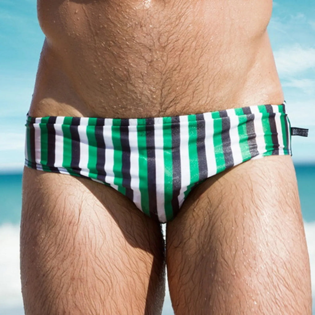 Men's Swim Trunks Sexy Striped swimming trunks Sexy Beach mens bikini underwear Hot Spring Pool Swim Trunks Male swimming briefs