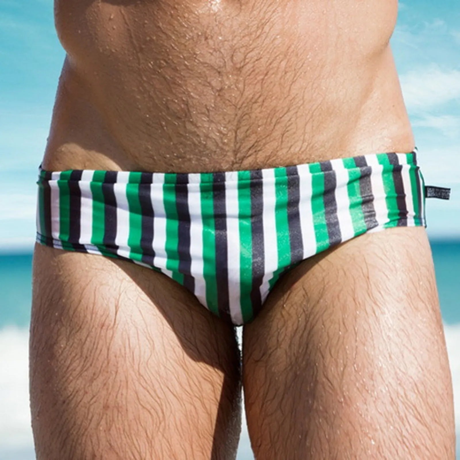 Men's Swim Trunks Sexy Striped swimming trunks Sexy Beach mens bikini underwear Hot Spring Pool Swim Trunks Male swimming briefs