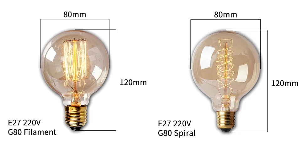 Vintage Edison LED Filament Bulb E27 220V 4W Dimmable Amber Glass ST64 G80 G95 G125 T185 A19 Retro Incandescent Lamp for Home