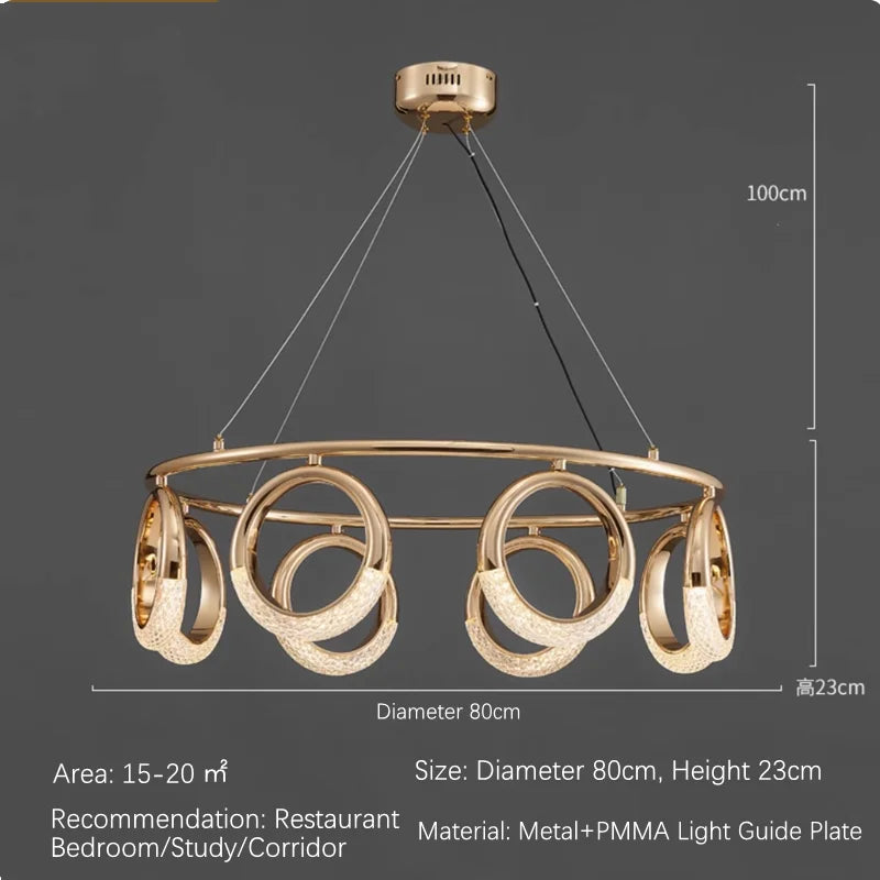 Modern Chandelier For Living Room Bedroom Nordic Golden Ring Ceiling Lamp Luxury Home Decor Indoor Ceiling Light Lustre Fixtures