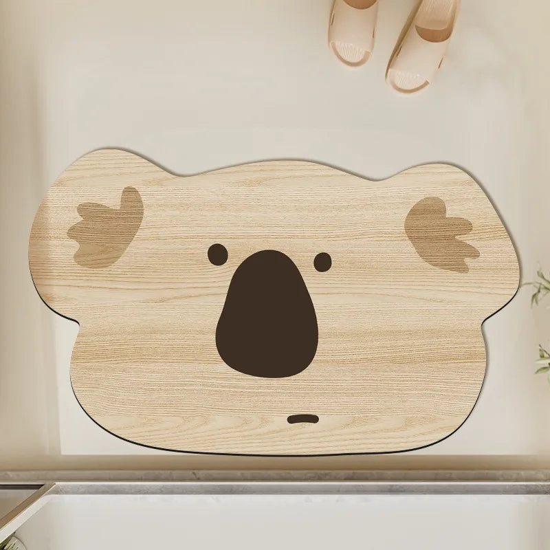 Bathroom Carpet Non-slip Water-absorbent Dirt-resistant Floor Mat Cute Animal Head Pattern Rug Irregular Size Home Decor Mats