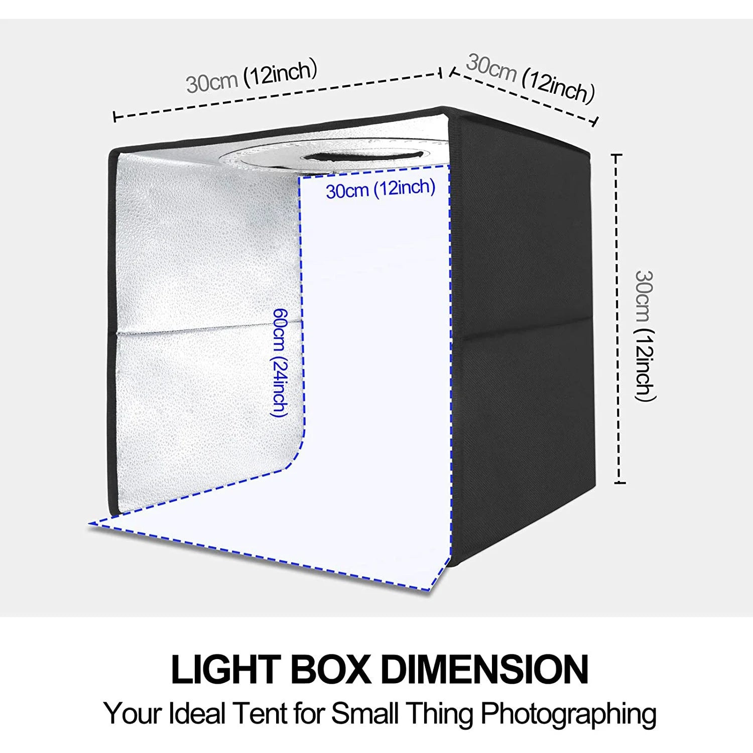 30cm 12in Photo Studio Light Box Photography Adjustable Brightness Shooting Tent Kit With 120 LED Lights 6 Backdrops Small Items