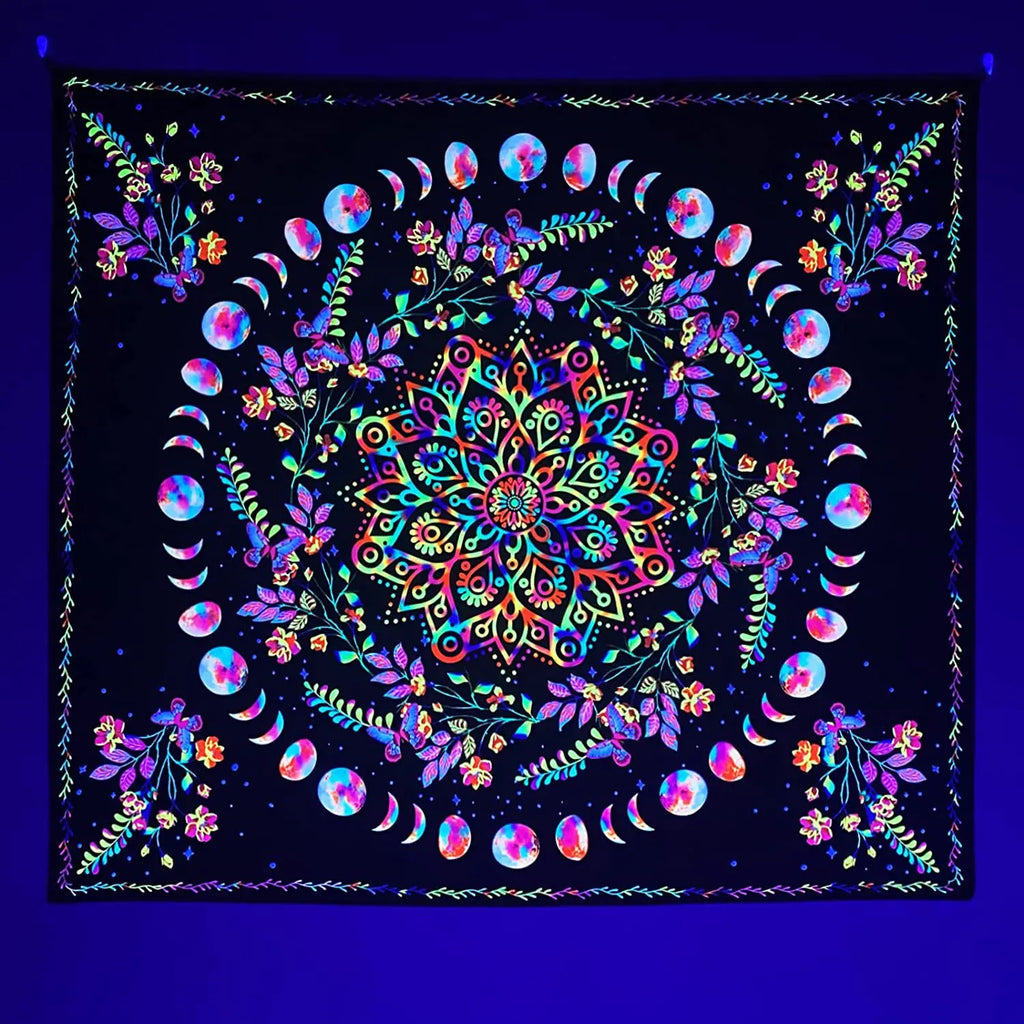Fluorescent tapestry Wall hanging cloth Bedroom decoration psychedelic art poster