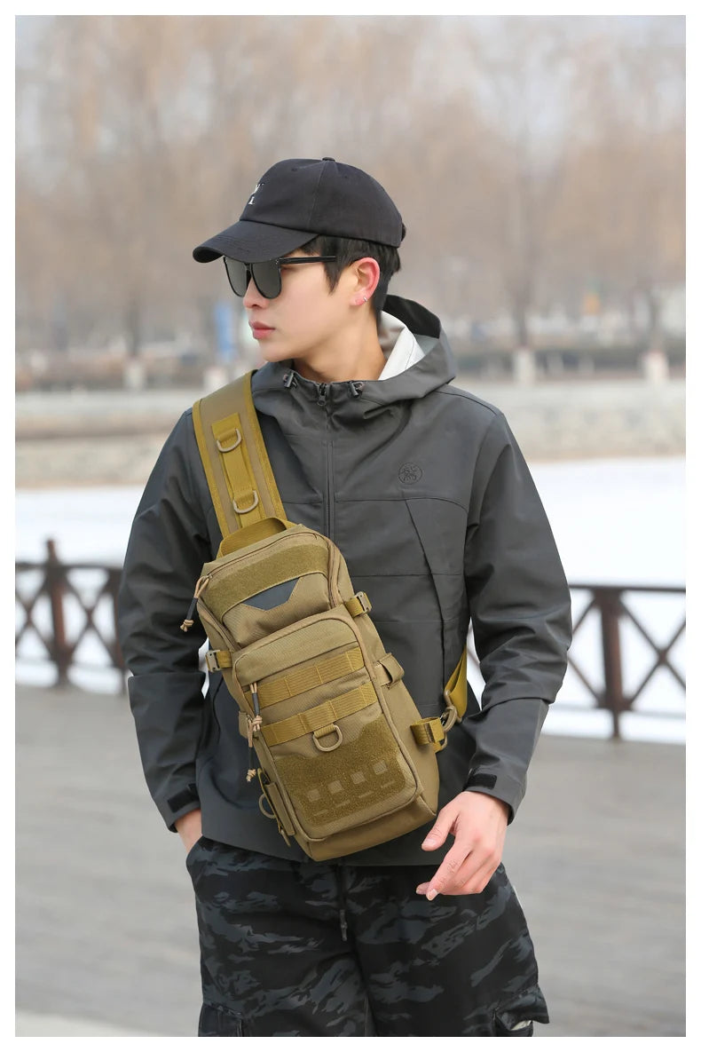 Men Chest Bag Molle Fanny Pack Outdoor Sport Fishing Hunting Camping Hiking Tactical Hook and Loop Fastener Sling Shoulder Bag
