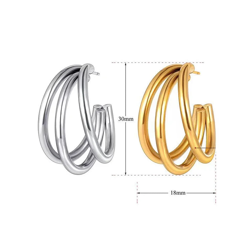 Most Popular Style Titanium Steel Hoop Earrings For Women C-type Peach Heart Round Ear Ring Non-fading Hot Selling Ear Jewelry