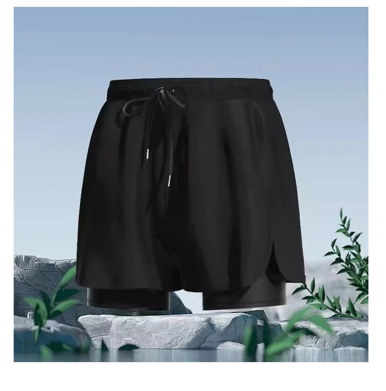Adult Swimming Trunks for Men 2025 New Style Quick-drying Double-layer Anti-embarrassment Large Size Casual Swimming Shorts