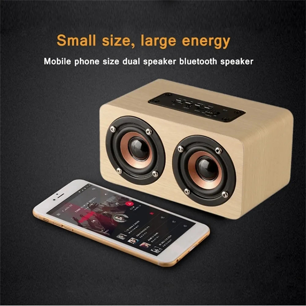 Portable Wooden Bluetooth Speaker HIFI Stereo Sound Handcrafted Retro Wireless Loudspeaker With MIC TF AUX Play Computer Column