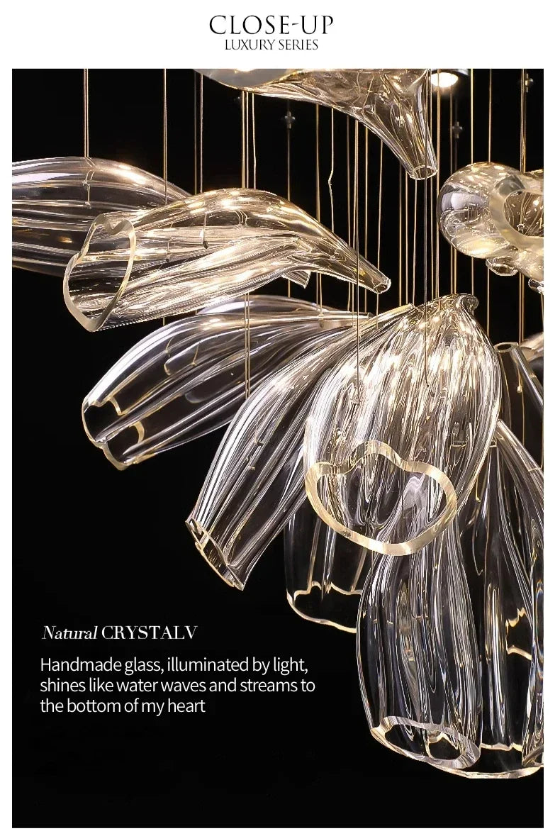 Italian Creative Petal Glass Pendant Lamp Modern Chandelier For Living Room BedroomKitchen Luxury Home Decor Lustre Hanging Lamp