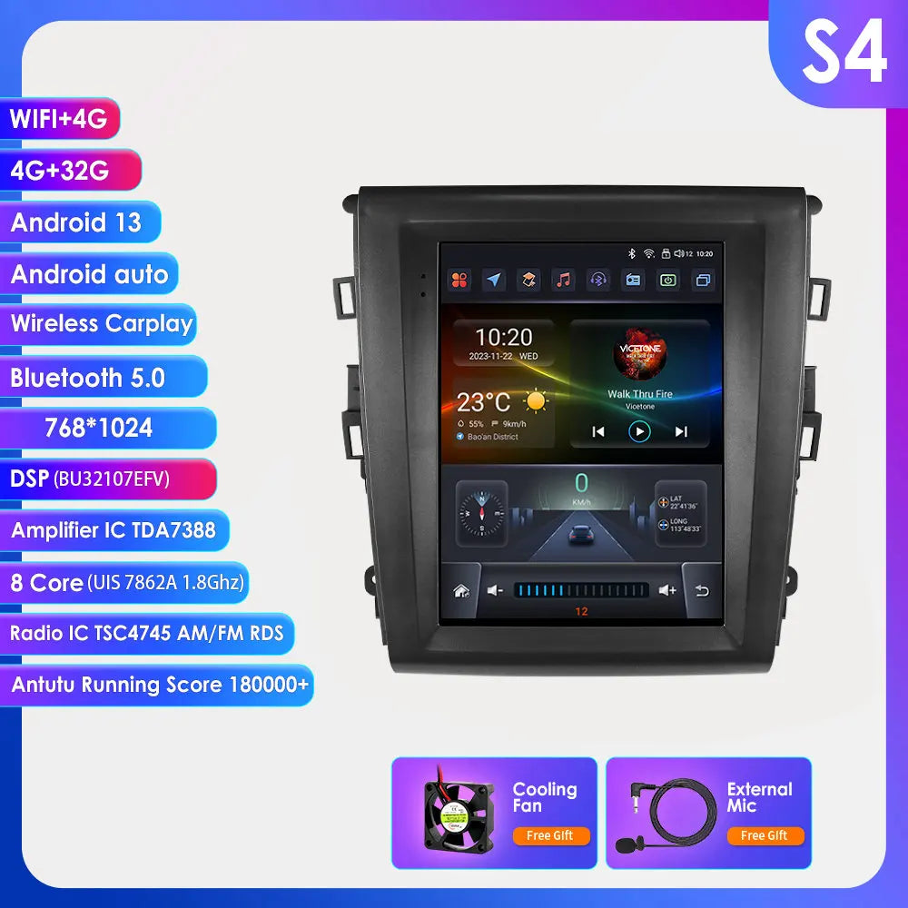 9.7"Carplay Android Auto Car radio for Ford Fusion Mondeo mk5 2013-2019 multimedia car intelligent systems GPS navi Screen Audio