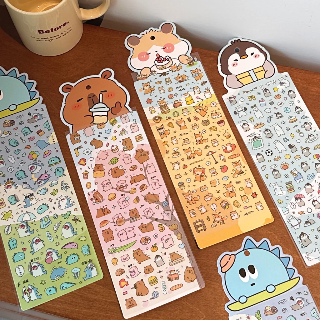 4 Sheets Stickers Cute Animal Handbooks Decorative Stickers Cute Fun Stickers