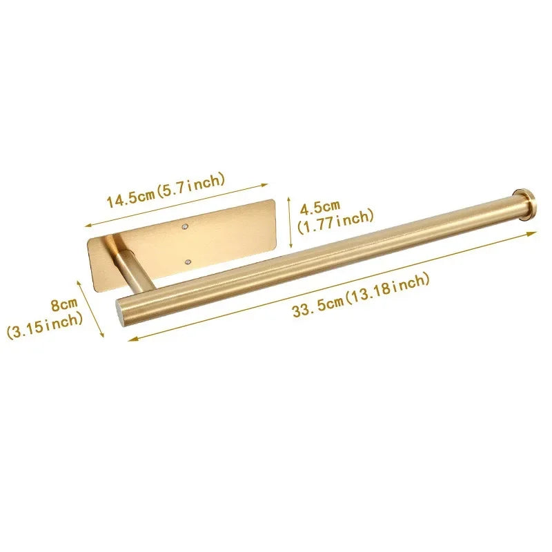 Paper Towel Holder Under Cabinet Wall Mount Stainless Steel Black Kitchen Paper Towel Rack Self Adhesive No Drilling Bathroom