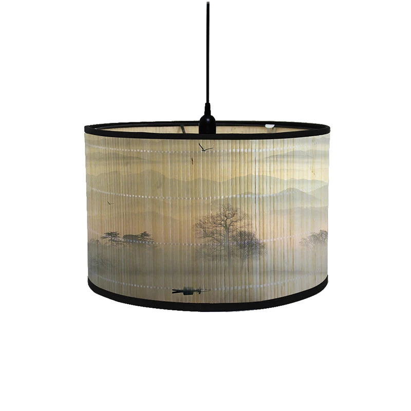 Bamboo Lampshade Chinese Style Ceiling Table Homestay Home Decor Drum Chandelier Wall Lamp Lampshades Bamboo Art Light Shade