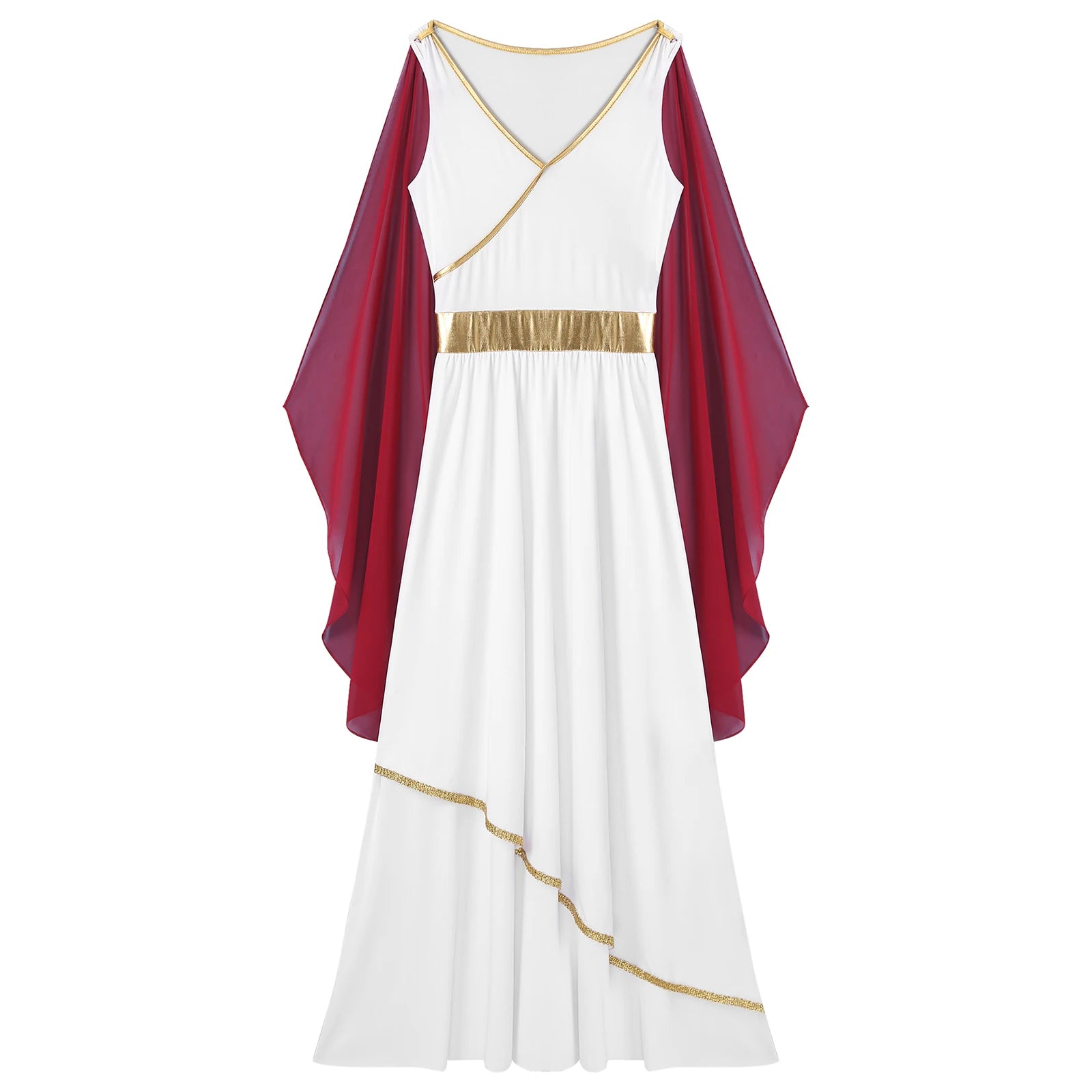 Womens Ancient Greek Costume Halloween Greek Princess Deity Queen Cosplay Flowy Tulle Chiffon Toga Dress Carnival Fancy Dress Up