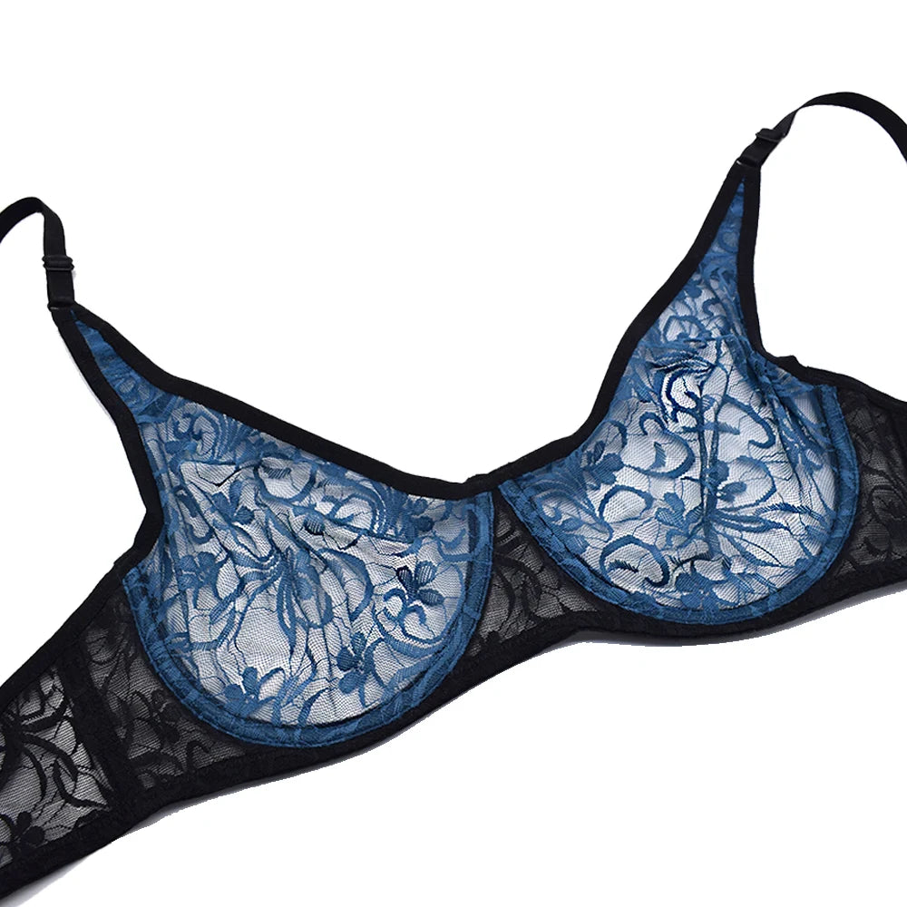 Womens Underwear Lace Bras Underwire BH Hollow Out Embroidery Elegant Casual Sexy Lingerie Tops Plus Size  Brassiere