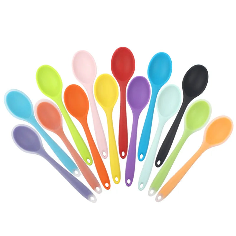 Silicone Spoon Mixing Soup Spoons Kitchen Mixing Ladle Cooking Utensils Kitchenware Tool for Stirring and Serving