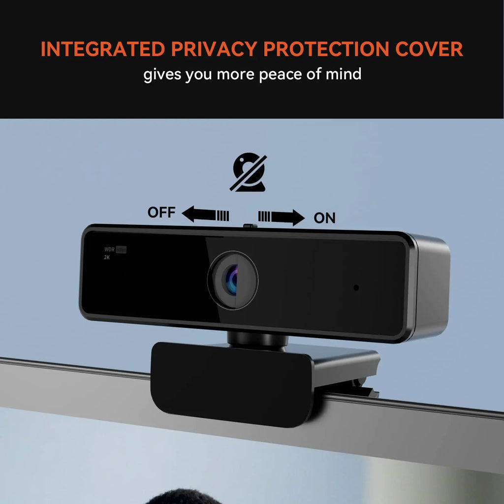 V11 2K Webcam for PC, 1080P 60FPS FHD 90° Web Camera with Microphone&Privacy Cover,USB Plug&Play for Mac/Laptop/Desktop/Computer