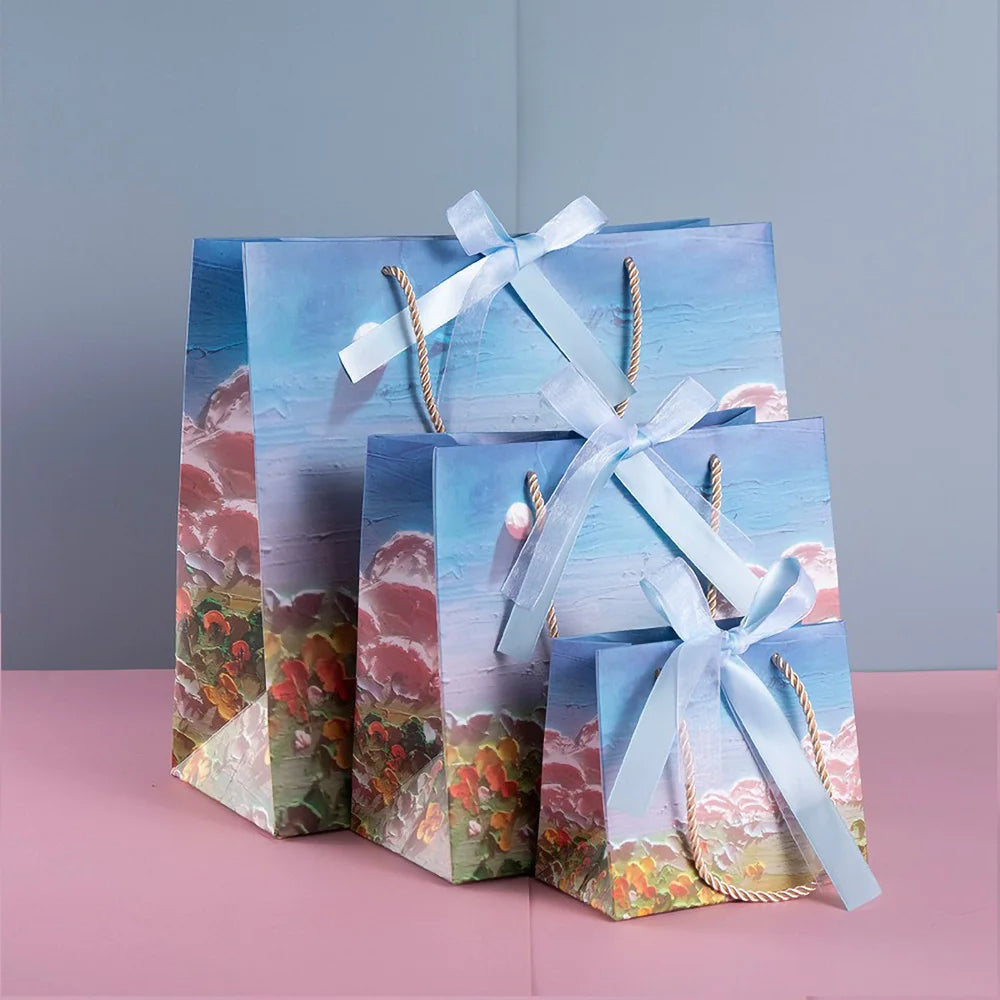 Holiday Party Ceremony Gift Paper Bag With Handle Handbag Teachers' Day New Year Wedding Guest Children Candy Colored Packaging