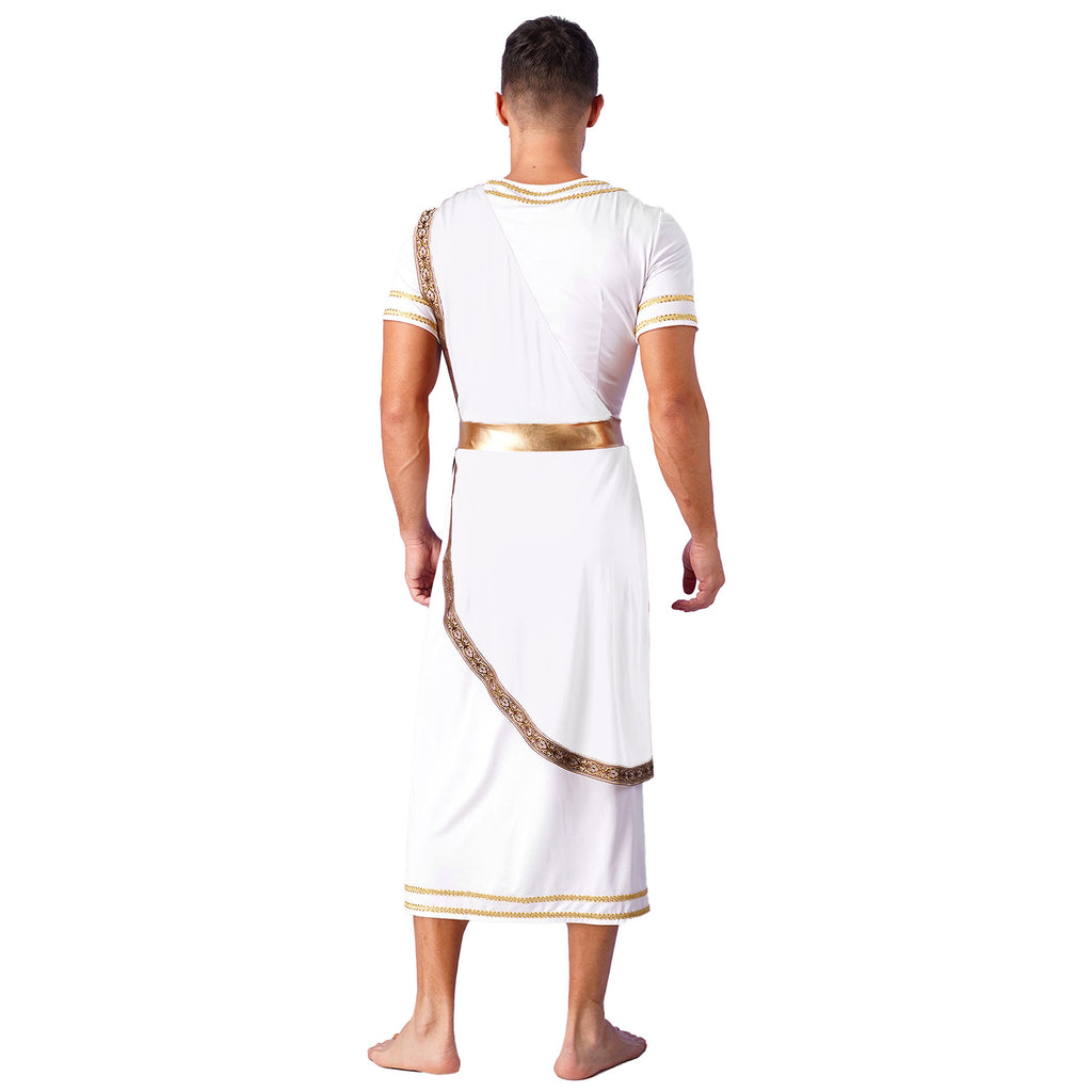 Mens Ancient Greek God Cosplay Outfit Roman Robe Costumes Ancient Greek Toga Spartan Dress Up Retro Vintage Warrior Clothing