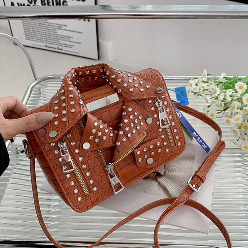 Fashion Jacket Design Crossbody Bag Rivet Clothes Shape Women Handbag Purse Brand Designer Lady Shoulder Bags Luxury Women's Bag