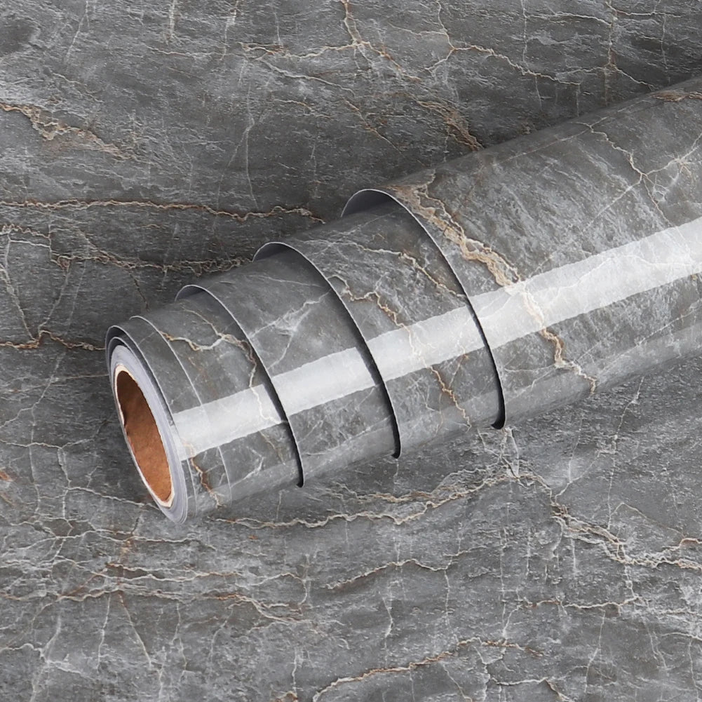 DIY Contact Paper Kitchen Stickers Solid Color PVC Self-adhesive  Home Decorative Marble Wallpaper Living room Study Furnitures