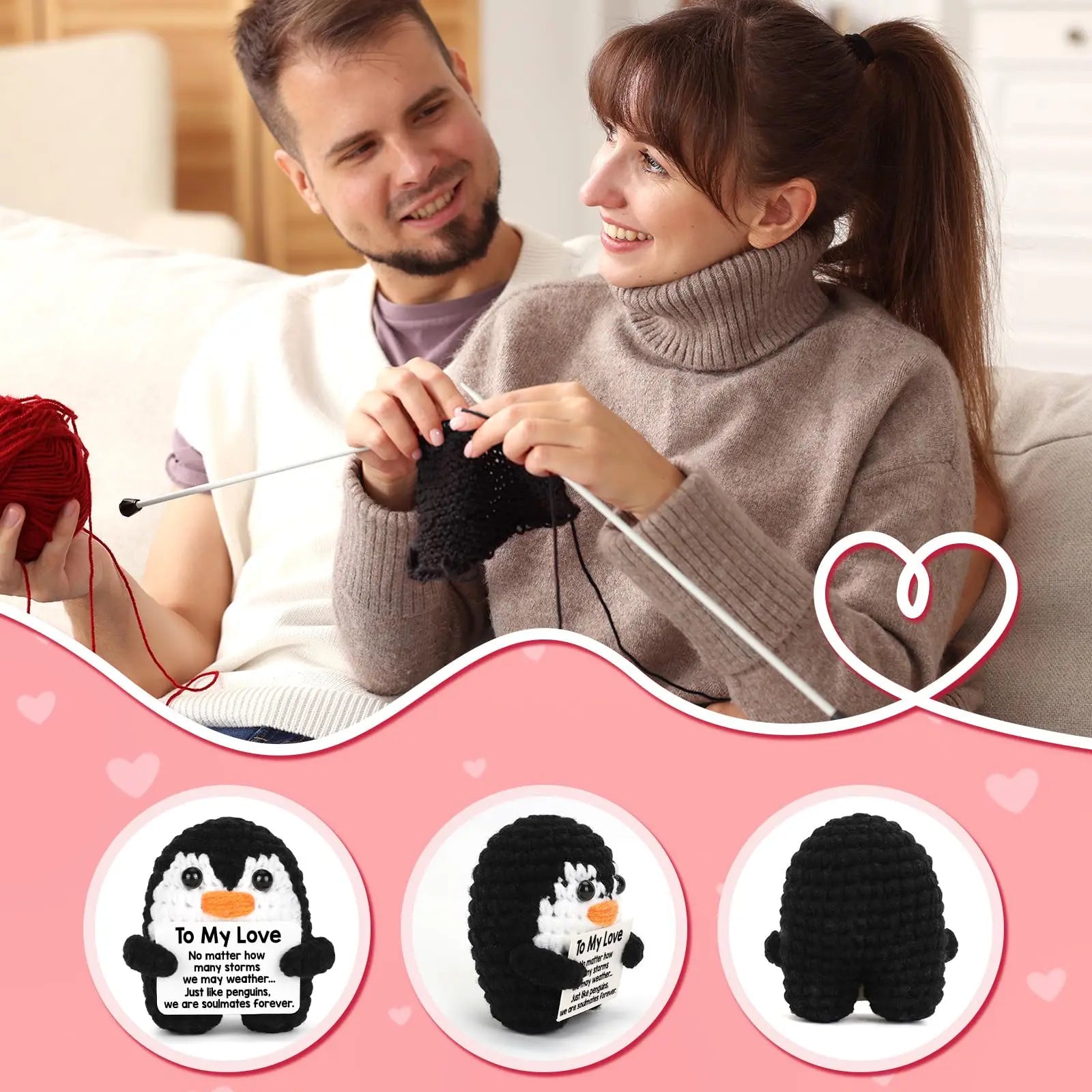 Gifts for Him Her Boyfriend Girlfriend Birthday Christmas To My Love Handmade Crochet Penguin Wedding Anniversary Valentines