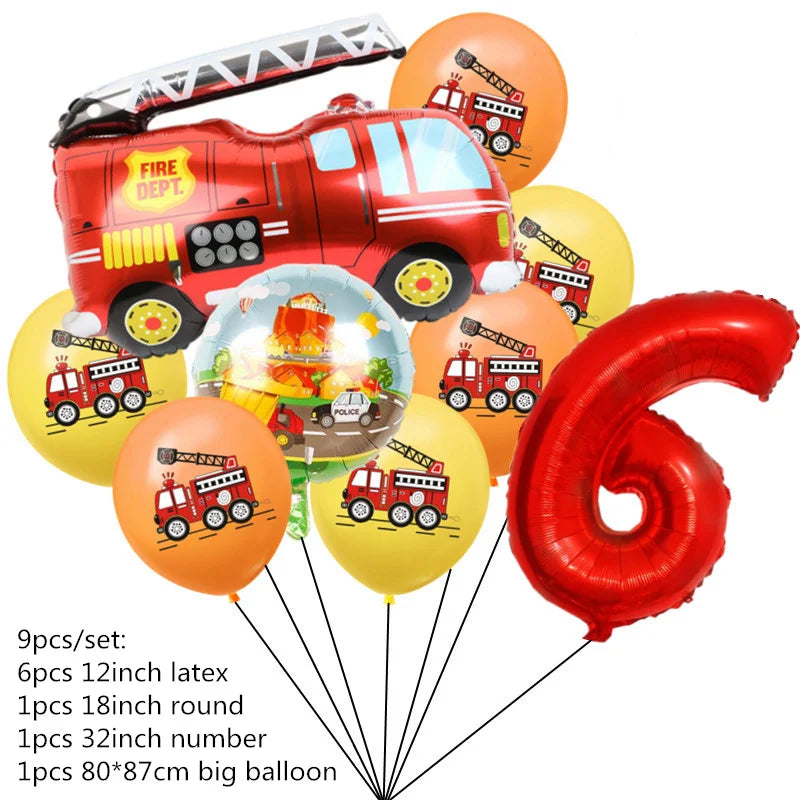 Fireman Sam Party Supplies Disposable Tableware Set Paper Plates Cups Tablecloth Fire Truck Birthday Party Decor Boys Baby Showe