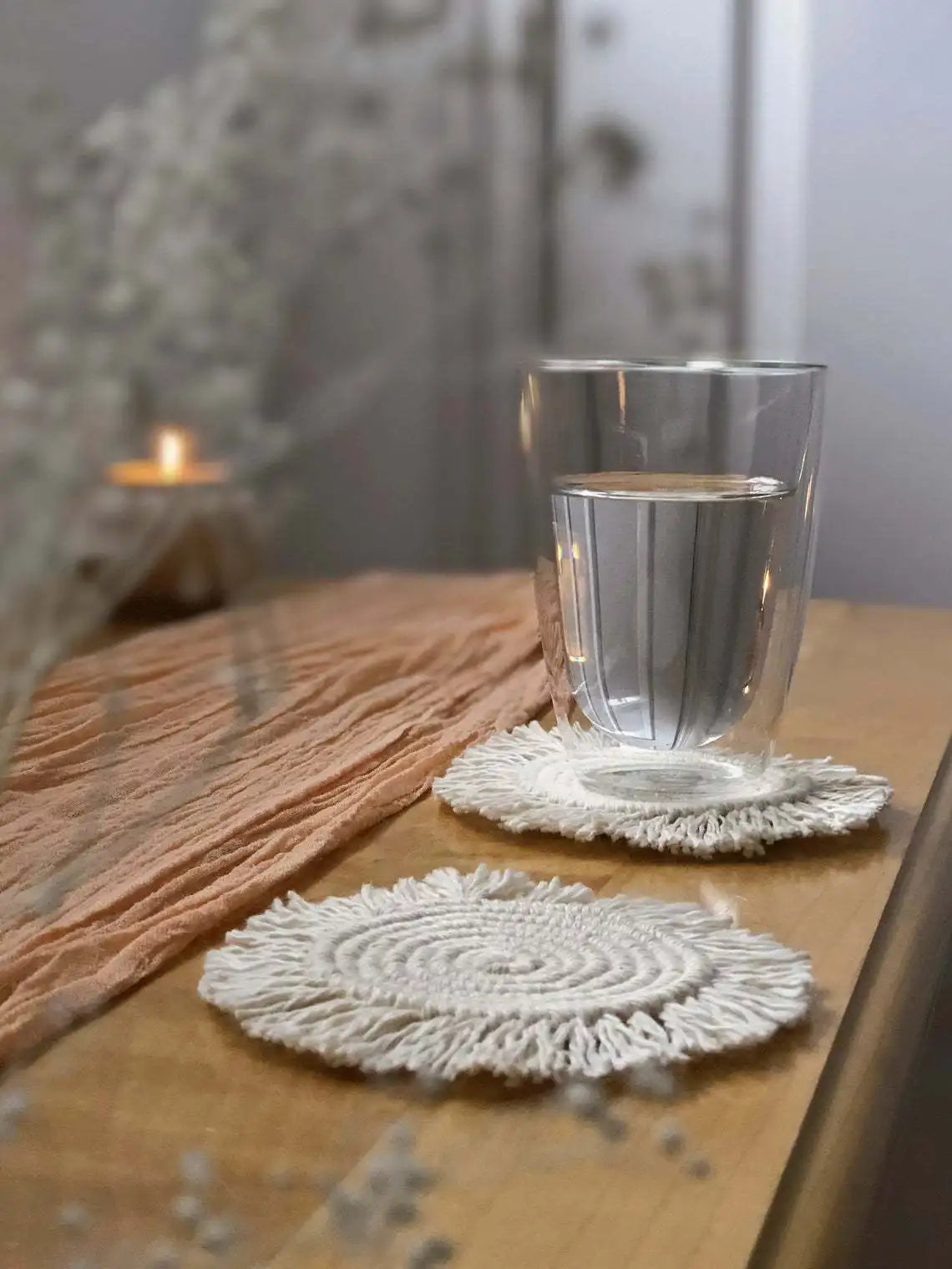 Macrame Placemats Cup Mat Bohemia Tablecloth Coaster Cup Pad Northern non-slip Mat Pure Handcrafted Cotton Braid Insulation Mats